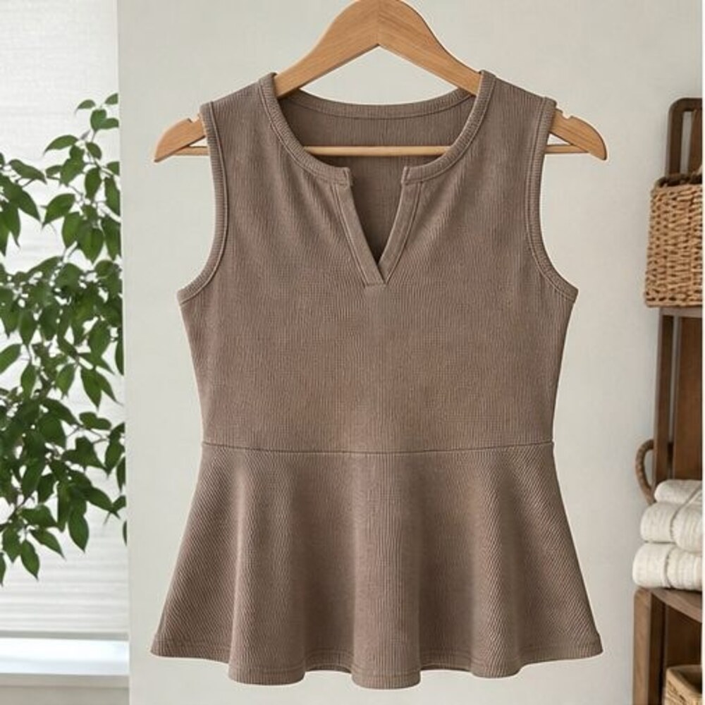 Taupe Lace Trim Top